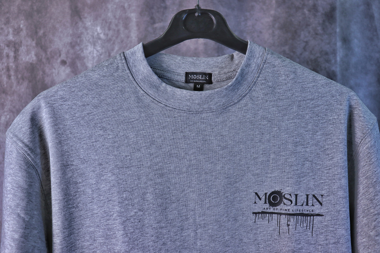 Moslin Statement Tee – Glacier Grey