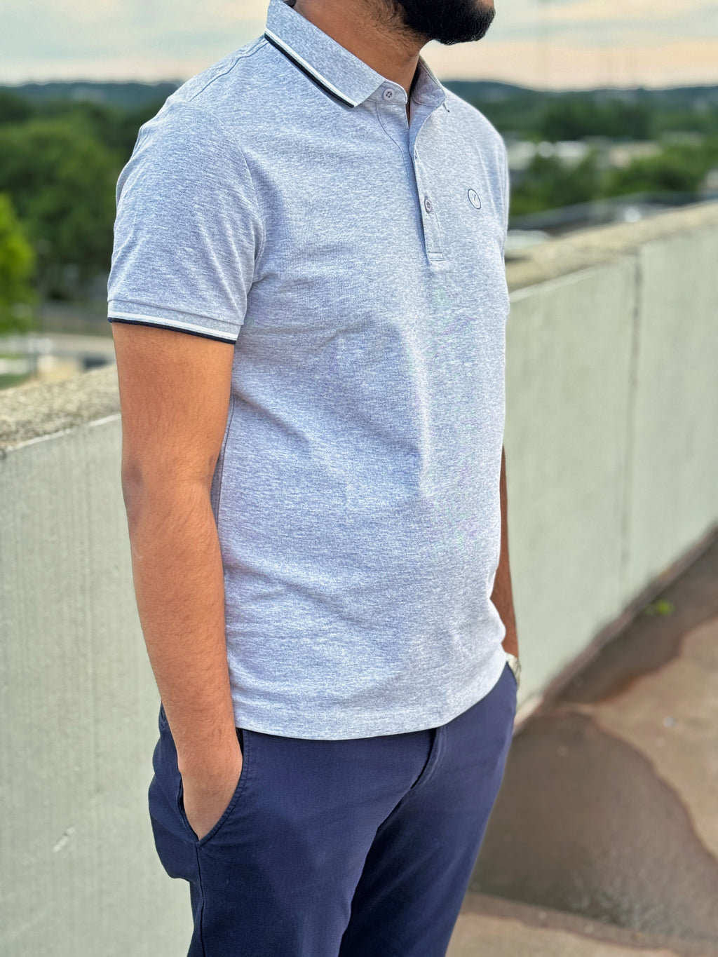 Moslin Luxe Polo – Silver Mist